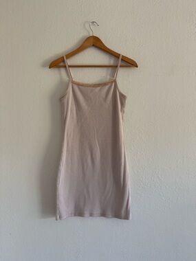 Aerie Cream and Beige Striped Lace-Trim Dress with built in bra